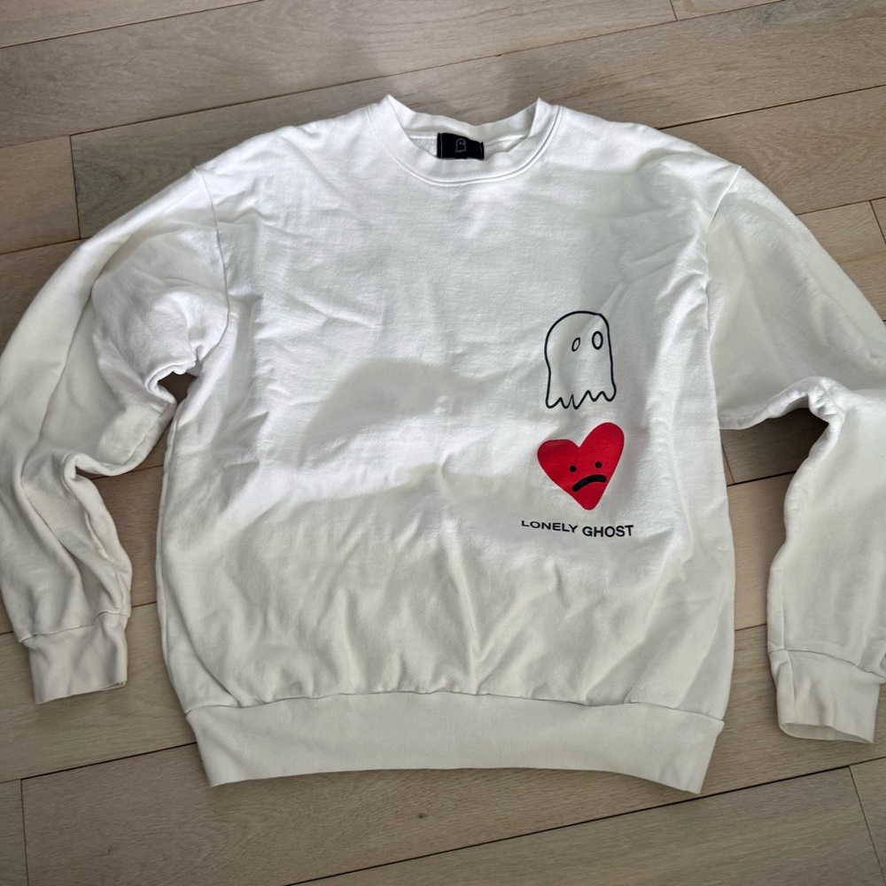 Lonely Ghost White Crew Sweatshirt